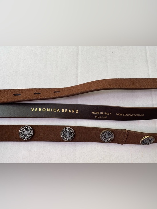 Veronica Beard Nika Belt In  Pecan Size M 100% Leather Suede Circular Details main image 10